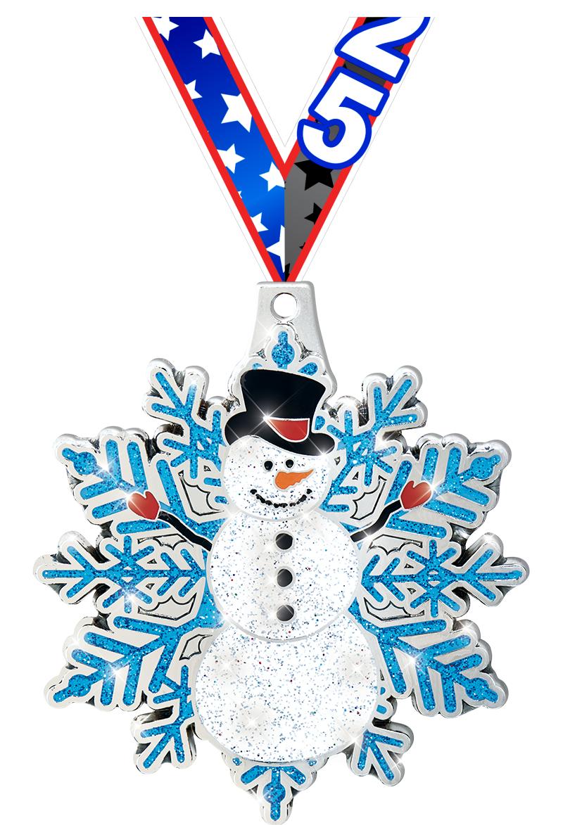 2.5" SNOWMAN MEDAL SILVER