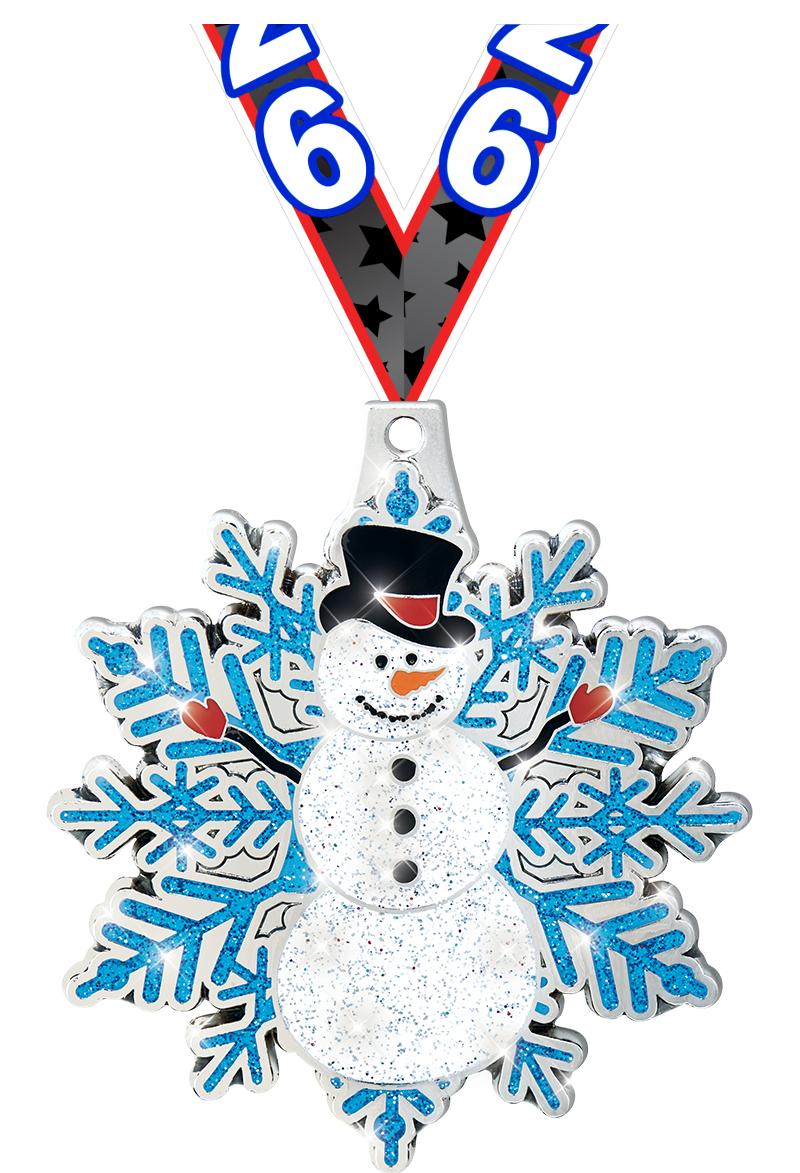 2.5" SNOWMAN MEDAL SILVER