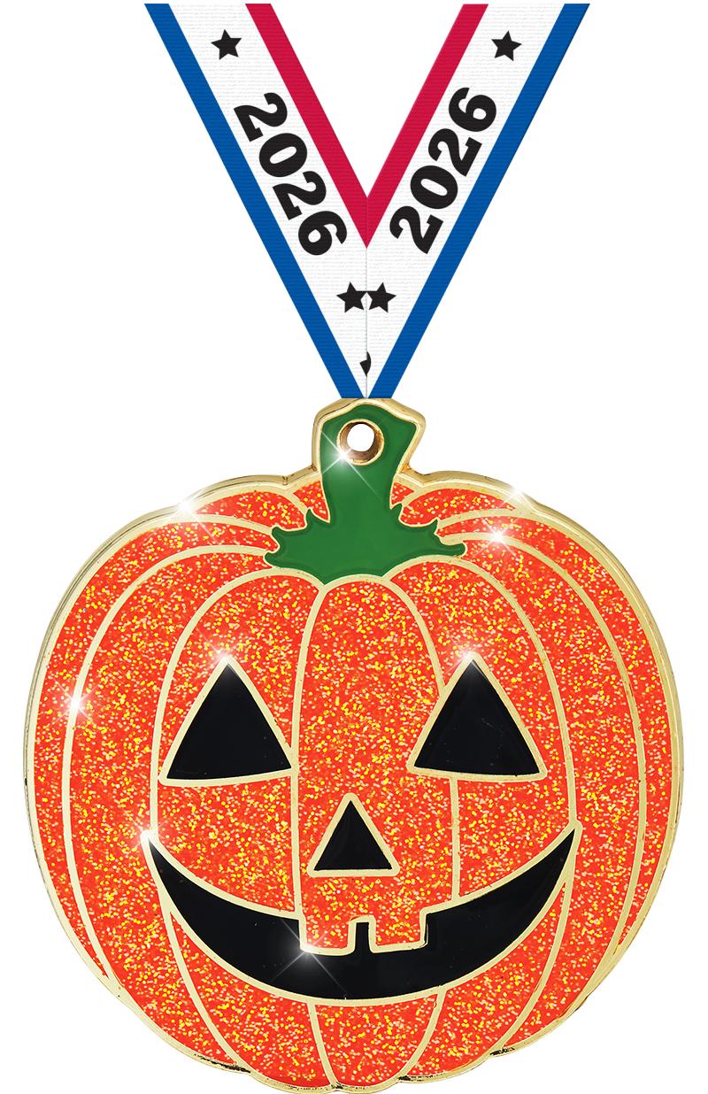 2 1/4" GLITTER PUMPKIN MEDAL