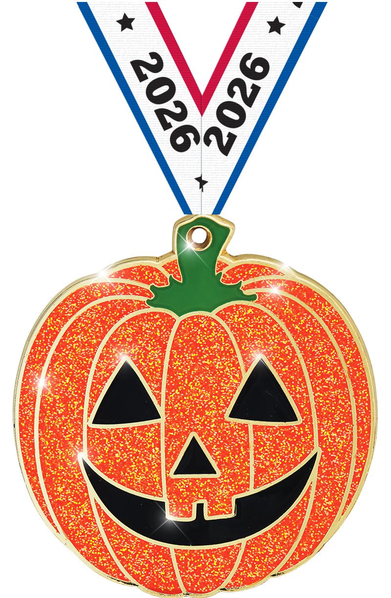 2 1/4" GLITTER PUMPKIN MEDAL