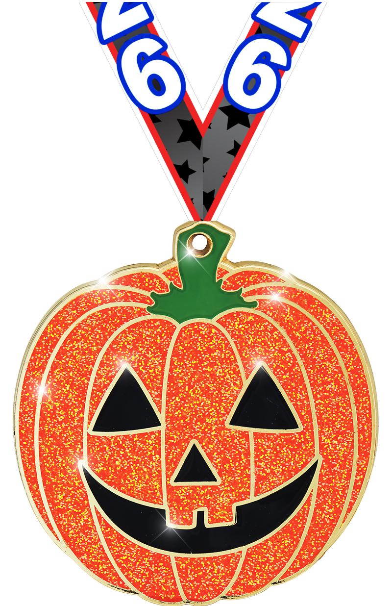2 1/4" GLITTER PUMPKIN MEDAL