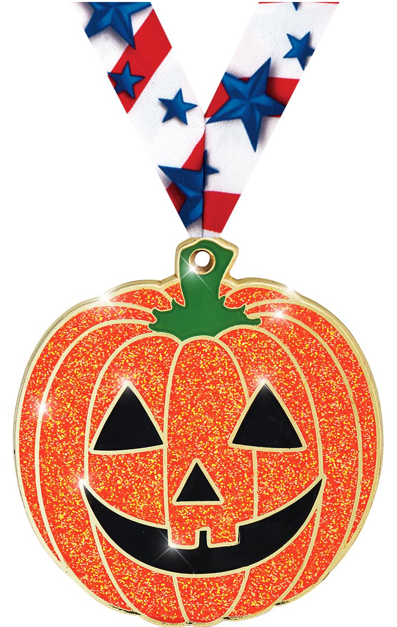 2 1/4" GLITTER PUMPKIN MEDAL