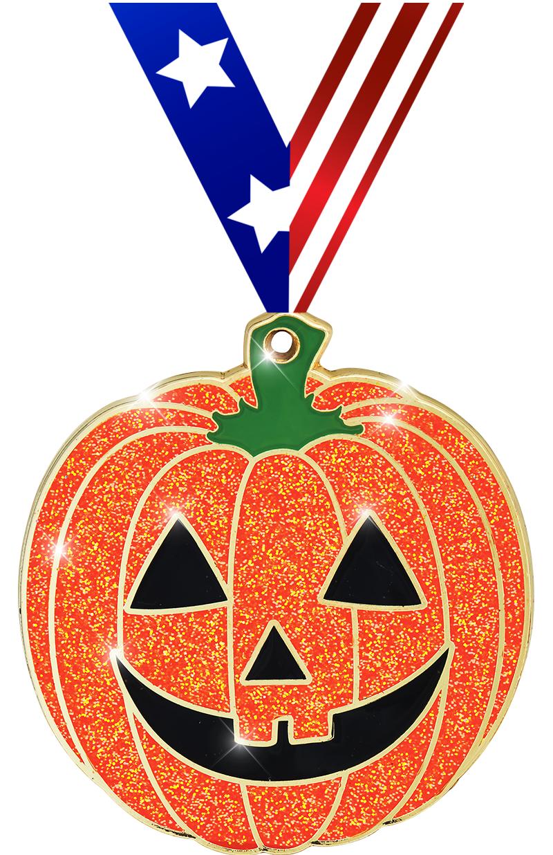 2 1/4" GLITTER PUMPKIN MEDAL