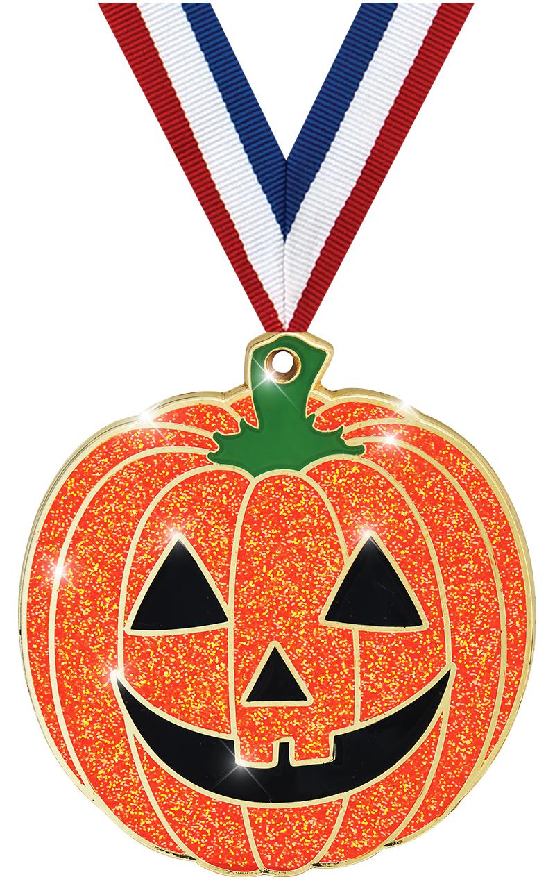 2 1/4" GLITTER PUMPKIN MEDAL