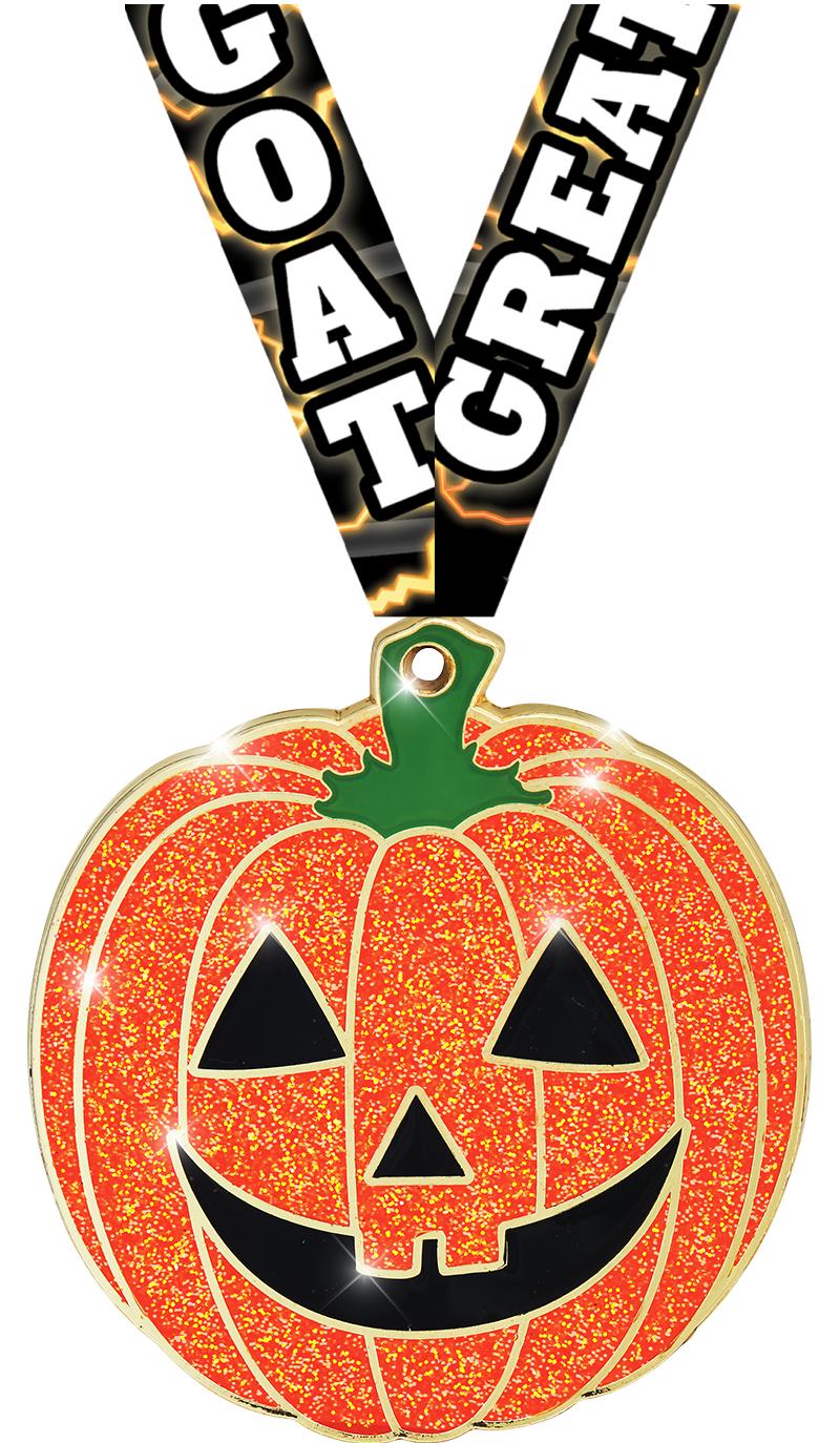 2 1/4" GLITTER PUMPKIN MEDAL