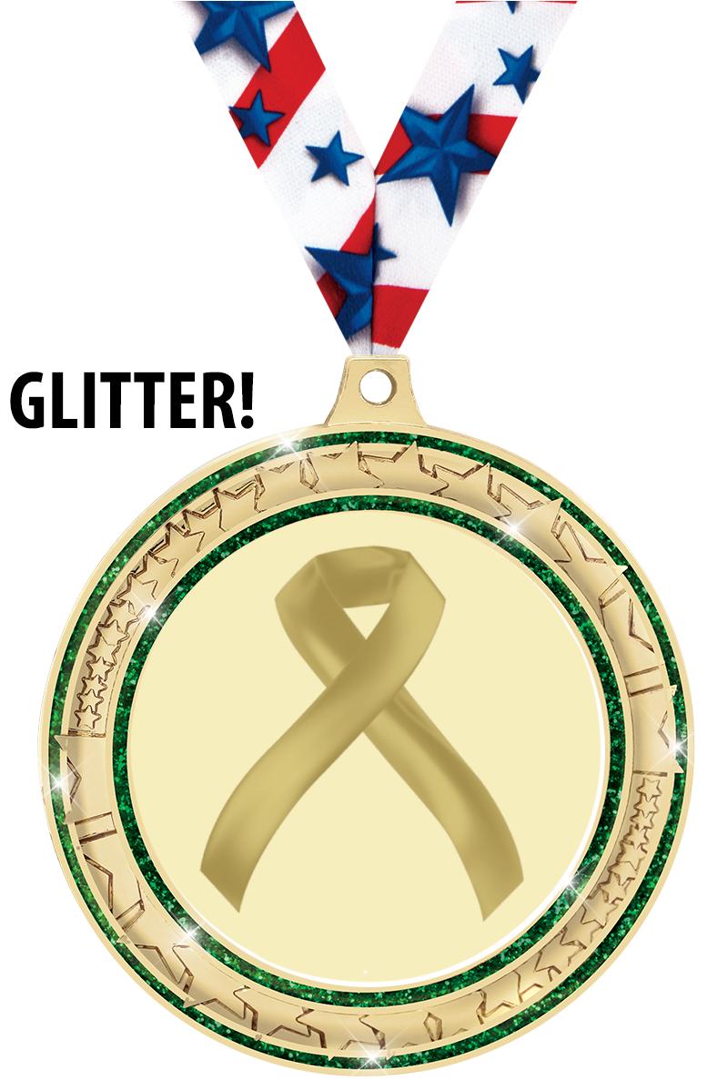 2 Light Green Awareness Ribbon Trophy Insert