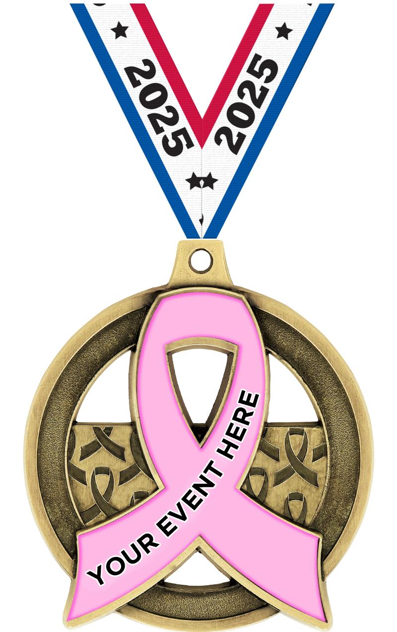 2"AWARENESS RIBBON CUS MDL GLD