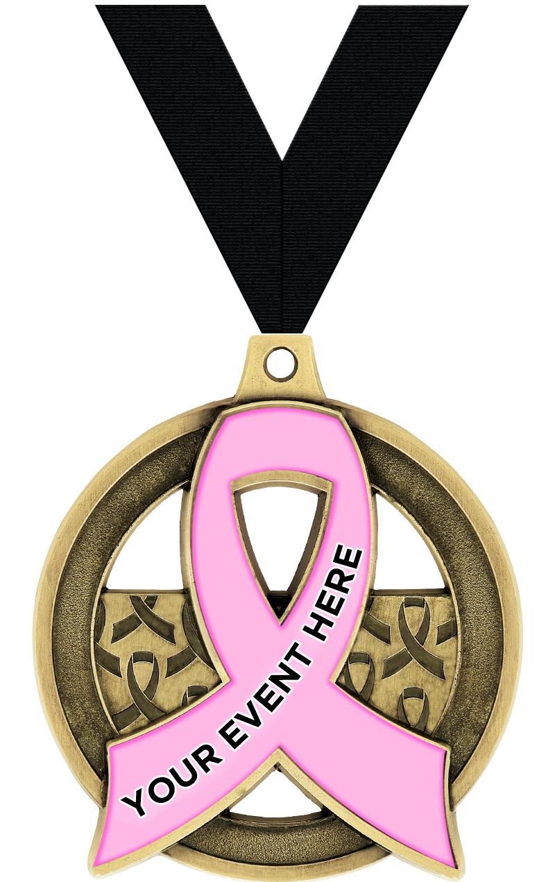 2"AWARENESS RIBBON CUS MDL GLD