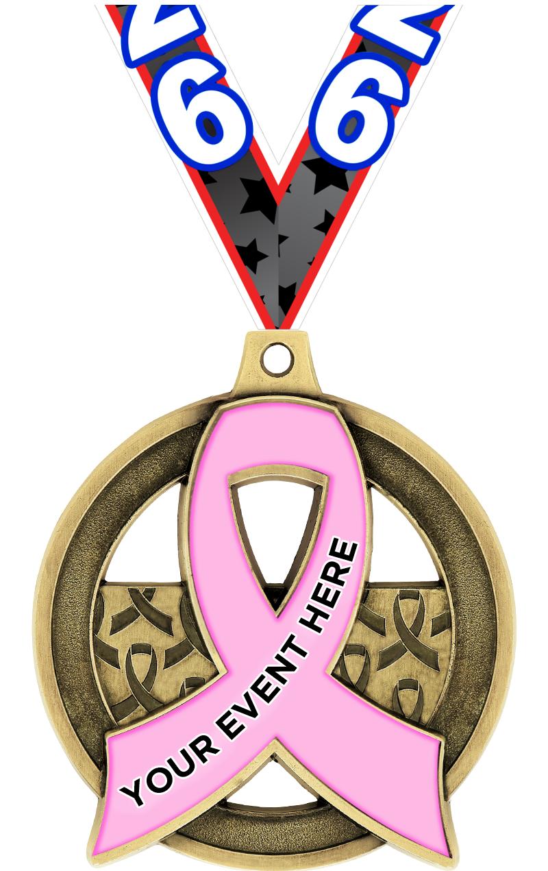 2"AWARENESS RIBBON CUS MDL GLD