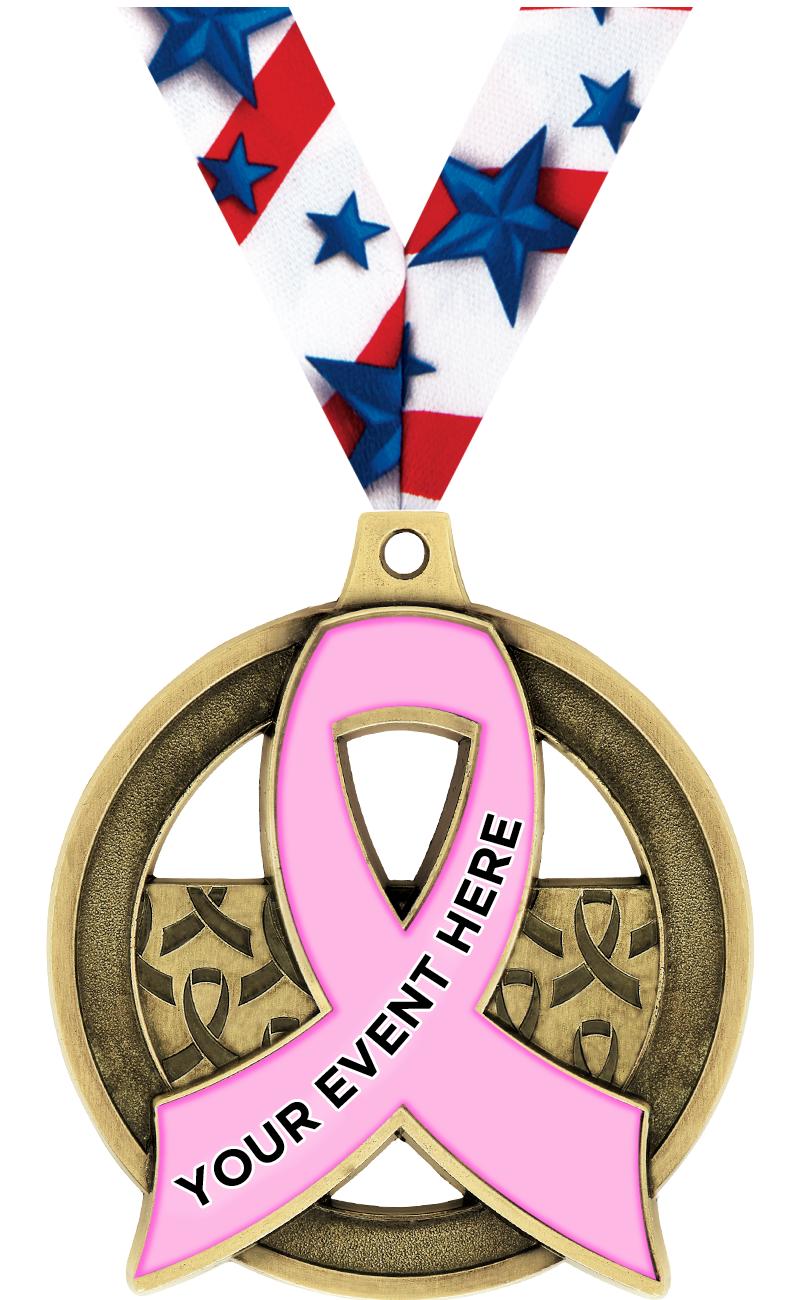 2"AWARENESS RIBBON CUS MDL GLD