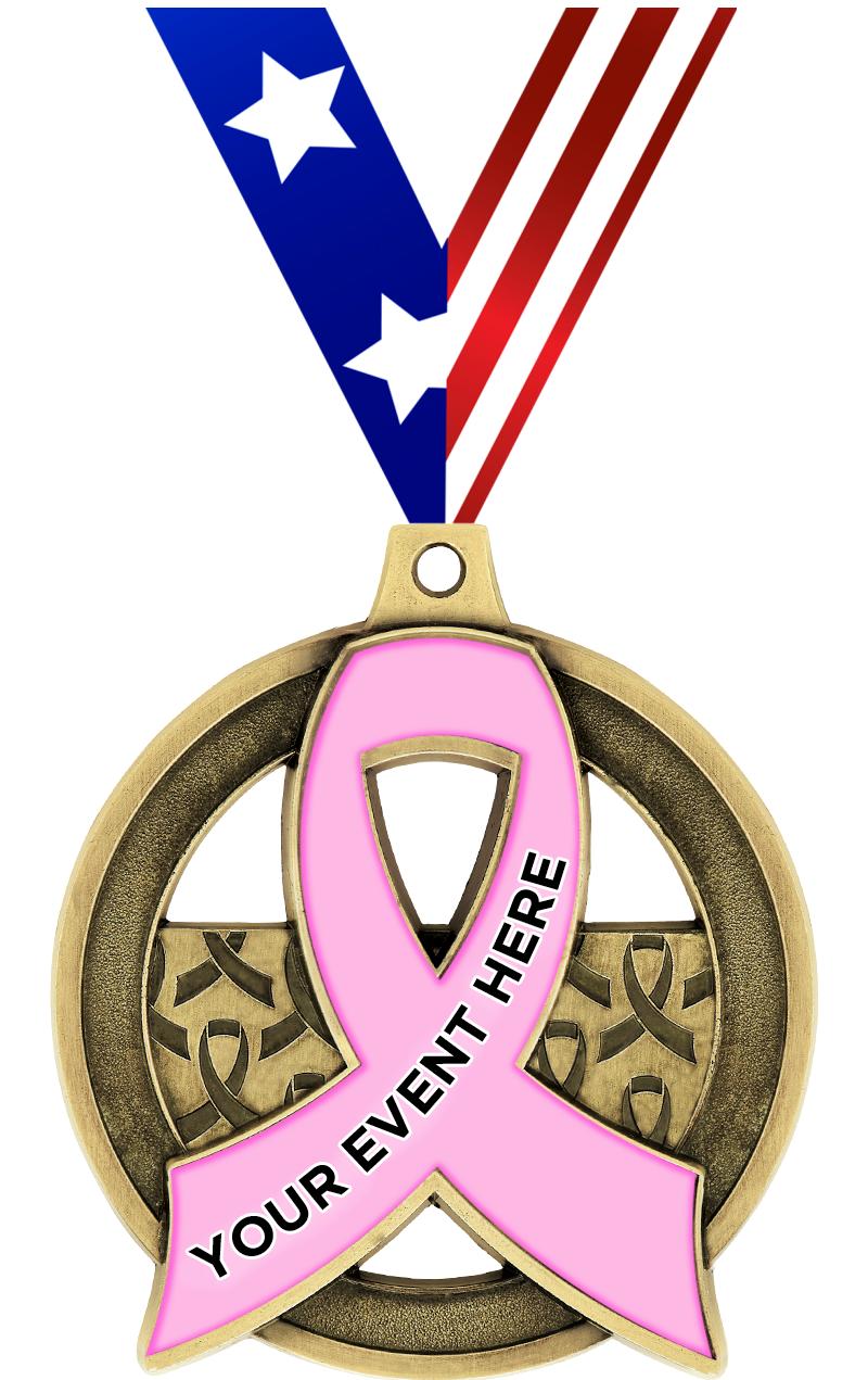 2"AWARENESS RIBBON CUS MDL GLD