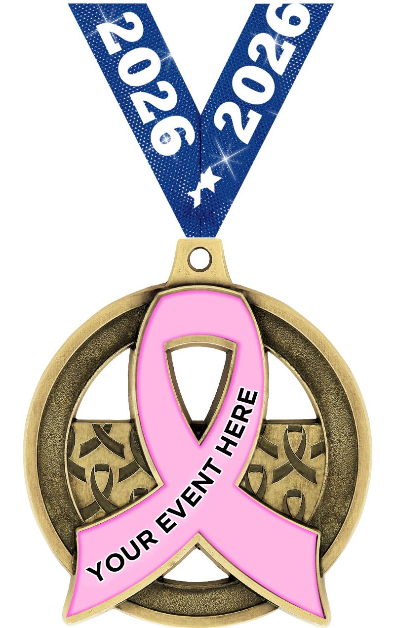 2"AWARENESS RIBBON CUS MDL GLD