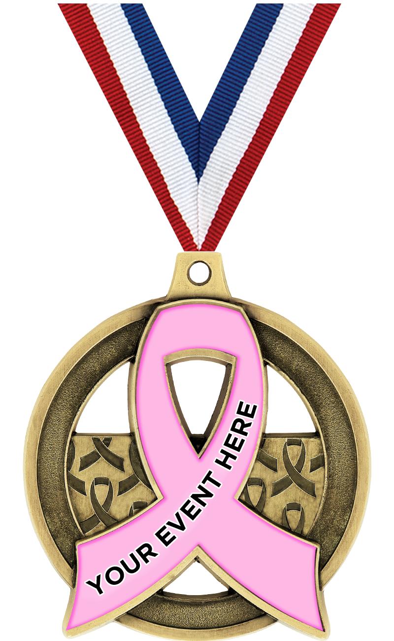 2"AWARENESS RIBBON CUS MDL GLD