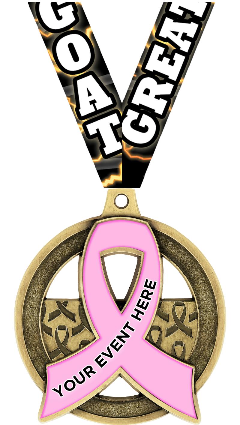 2"AWARENESS RIBBON CUS MDL GLD