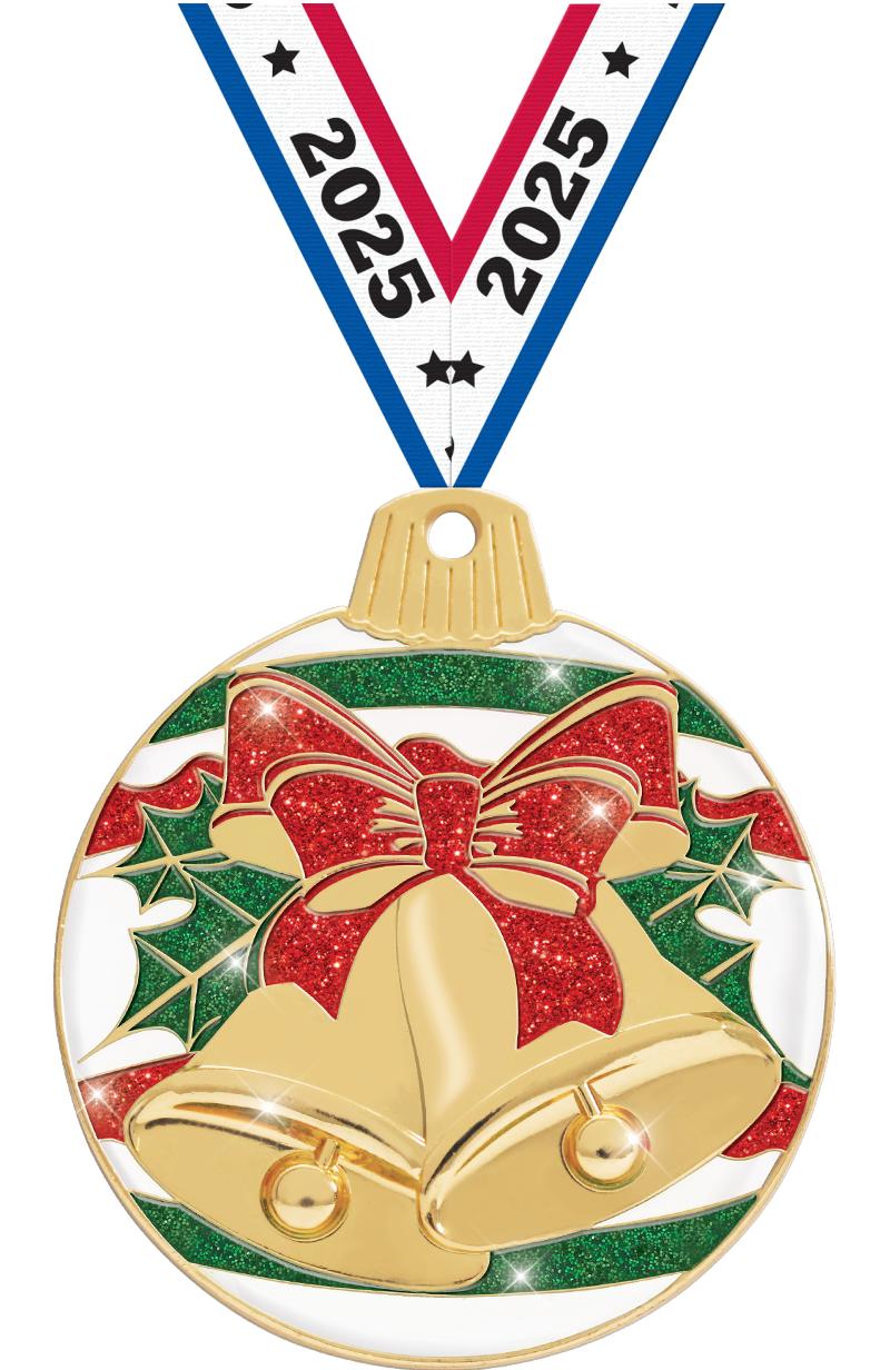 2"JINGLE BELLS GLITTER GLD MDL