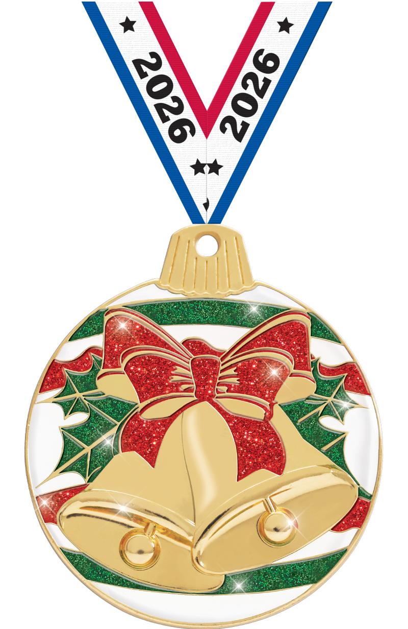 2"JINGLE BELLS GLITTER GLD MDL