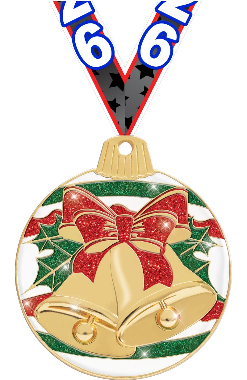 2"JINGLE BELLS GLITTER GLD MDL