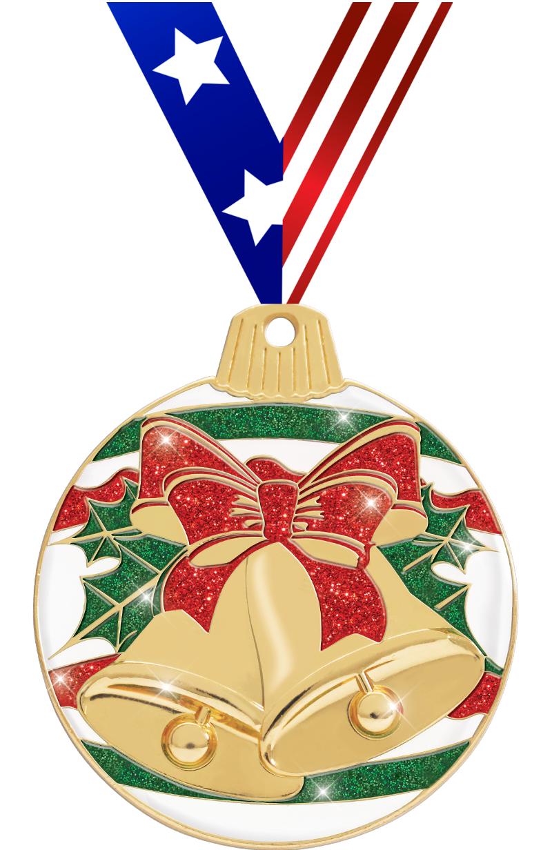 2"JINGLE BELLS GLITTER GLD MDL