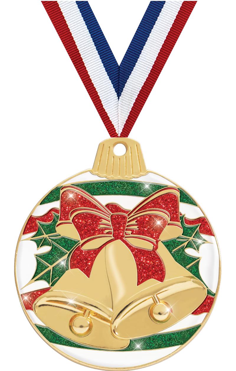 2"JINGLE BELLS GLITTER GLD MDL