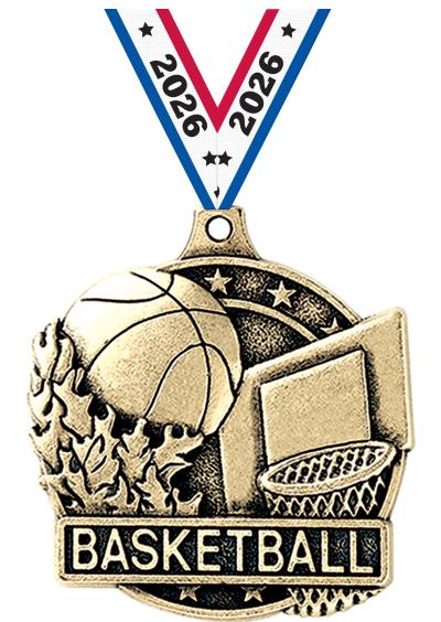 2" 3D BASKETBALL MEDAL GOLD
