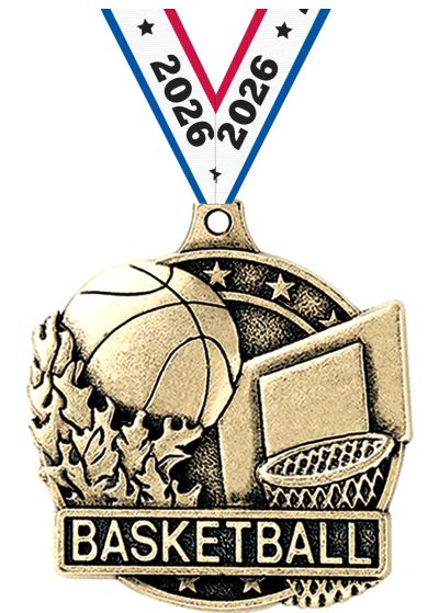 2" 3D BASKETBALL MEDAL GOLD