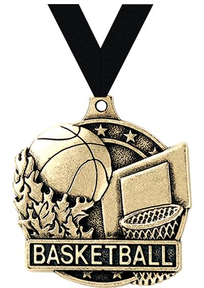 2" 3D BASKETBALL MEDAL GOLD