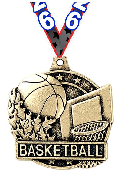 2" 3D BASKETBALL MEDAL GOLD