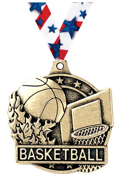 2" 3D BASKETBALL MEDAL GOLD