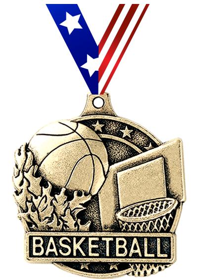 2" 3D BASKETBALL MEDAL GOLD
