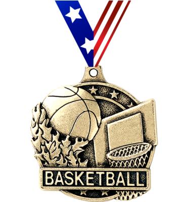 2" i9 Sports 3D Basketball Medals