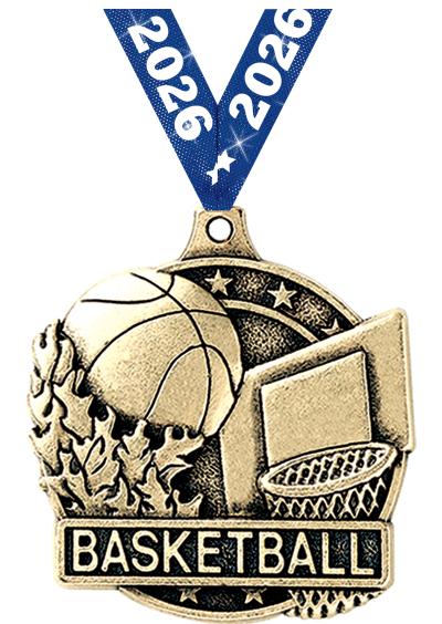 2" 3D BASKETBALL MEDAL GOLD