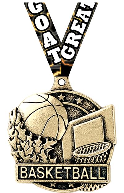 2" 3D BASKETBALL MEDAL GOLD