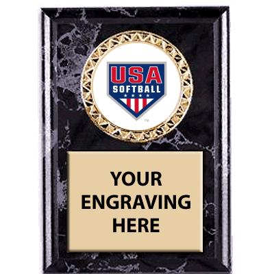 4X6 USA SOFTBALL BLK INS PLQ