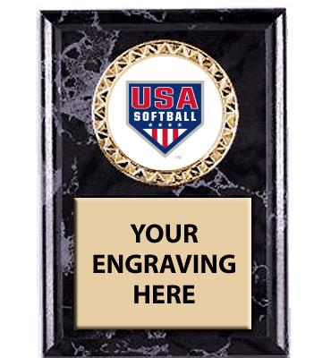USA Softball Black Marbleized Insert Plaques