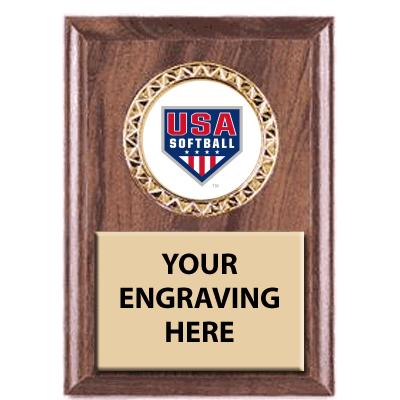4X6 USA SOFTBALL WOOD INS PLQ