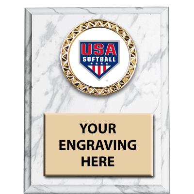 4X6 USA SOFTBALL WHT INS PLQ