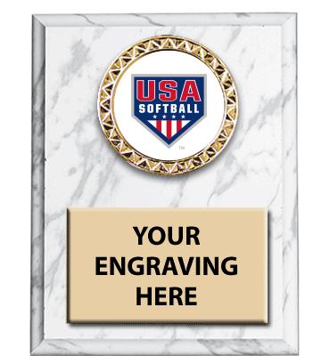USA Softball White Marbleized Insert Plaques