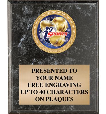 i9 Sports Black Marbleized Plaques