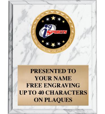 White Marbleized i9 Sports Plaques