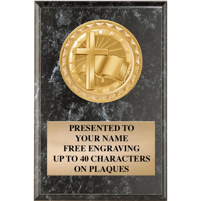 4" X 6" BLK MBL INSERT PLQ