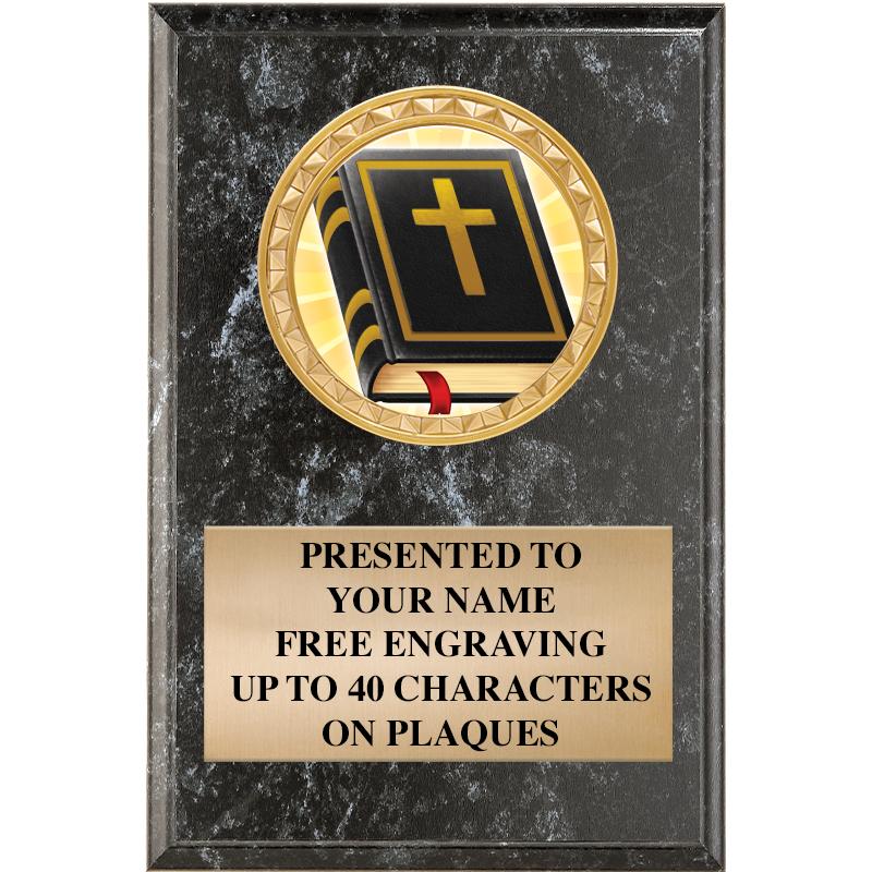 4" X 6" BLK MBL INSERT PLQ