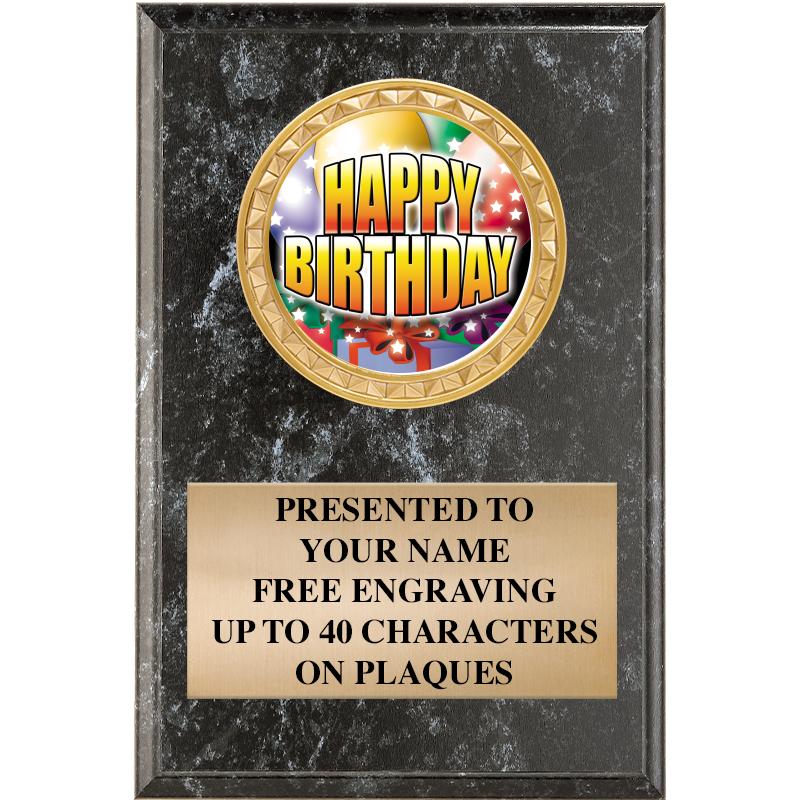 4" X 6" BLK MBL INSERT PLQ