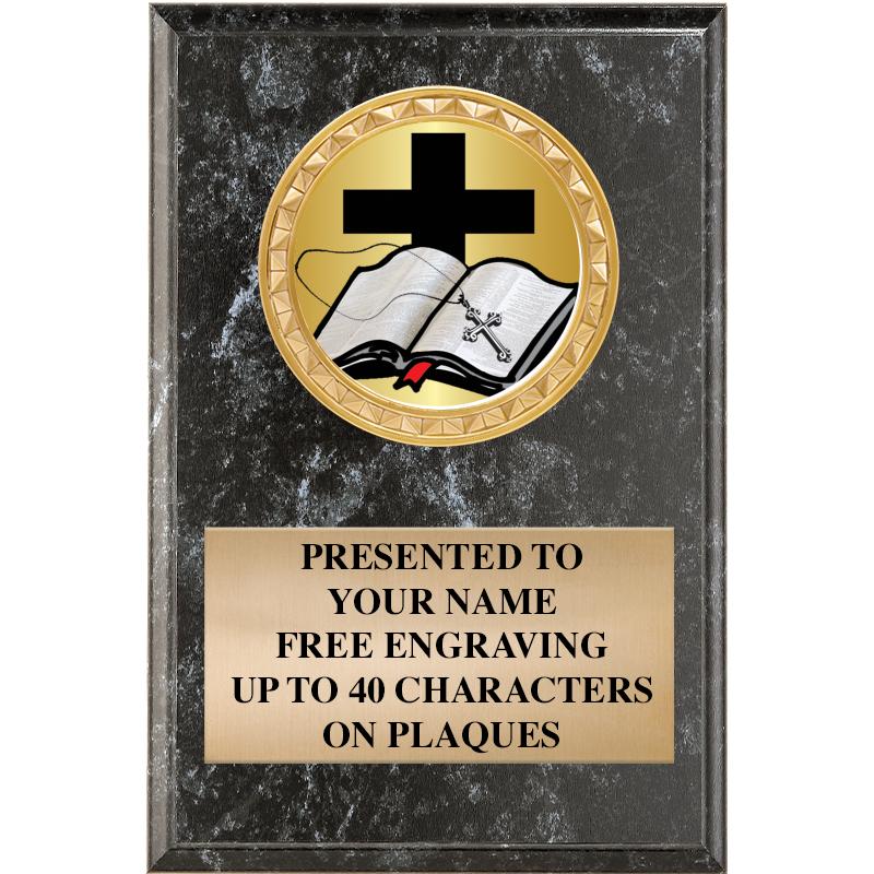 4" X 6" BLK MBL INSERT PLQ