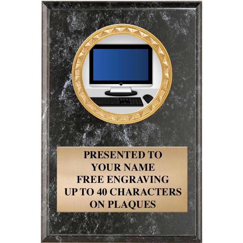 4" X 6" BLK MBL INSERT PLQ