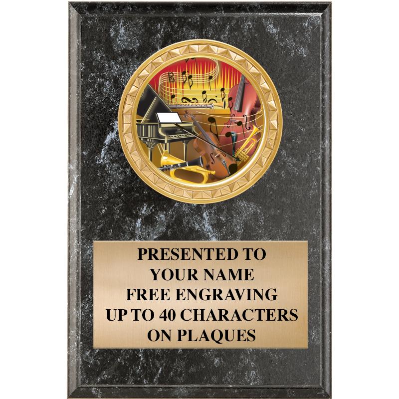 4" X 6" BLK MBL INSERT PLQ