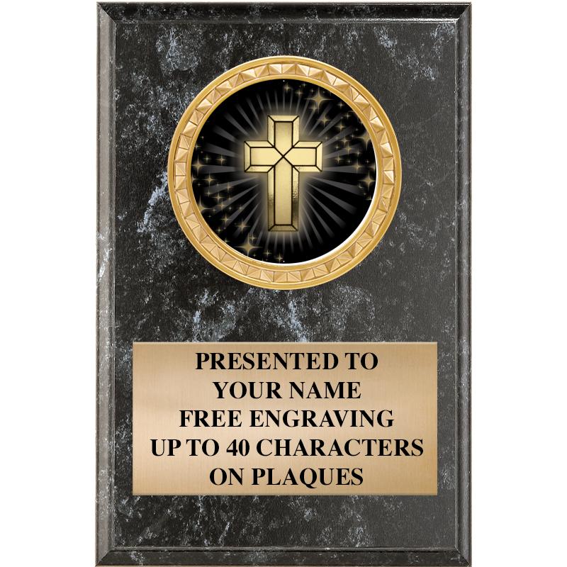 4" X 6" BLK MBL INSERT PLQ