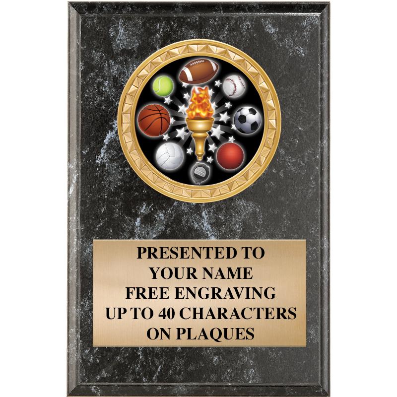 4" X 6" BLK MBL INSERT PLQ