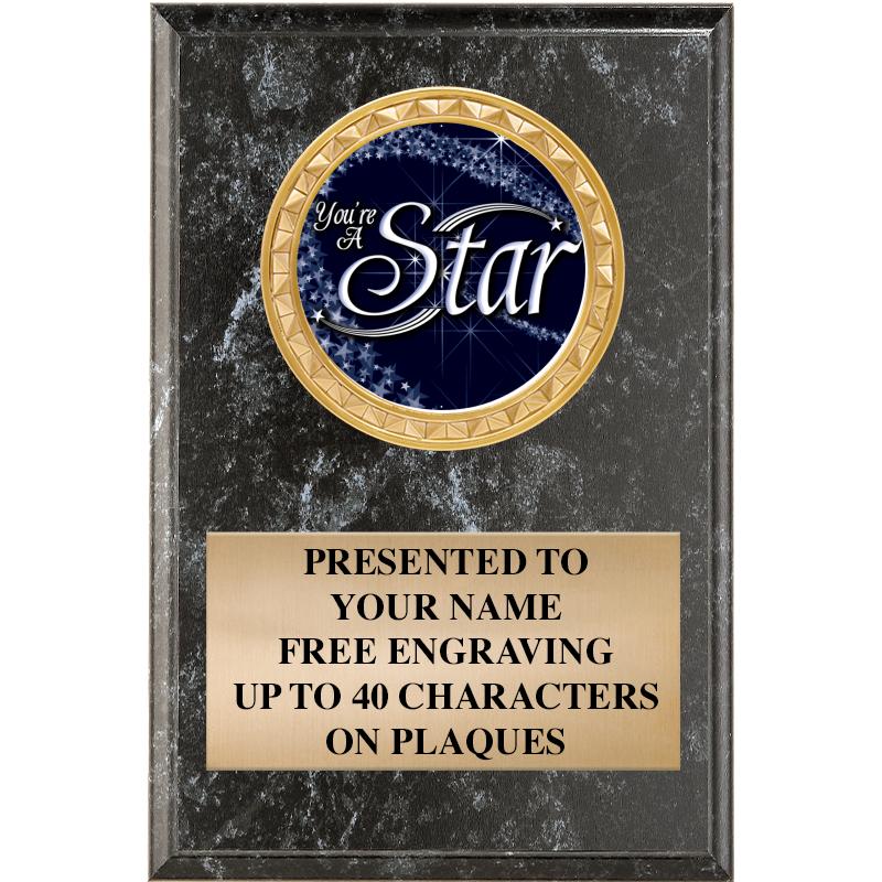 4" X 6" BLK MBL INSERT PLQ