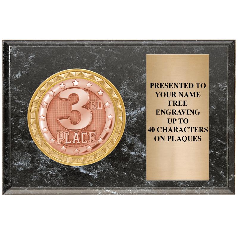 6" X 4" BLACK MBL INSERT PLQ