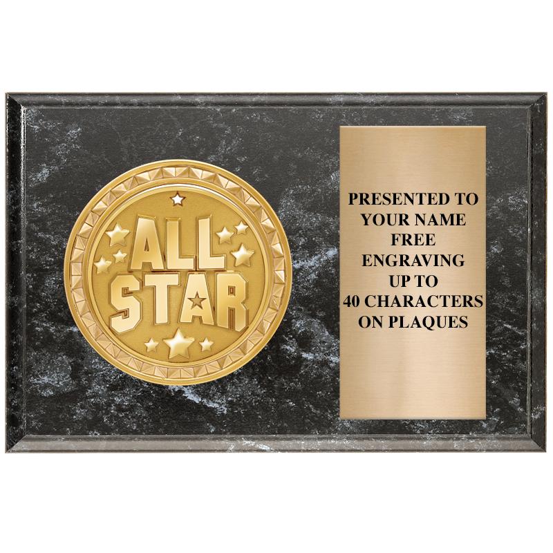 6" X 4" BLACK MBL INSERT PLQ